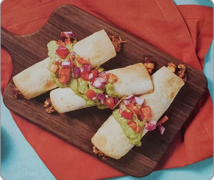 FULLY-LOADED TOFU TAQUITOS - with Creamy Guacamole & Pico de Gallo