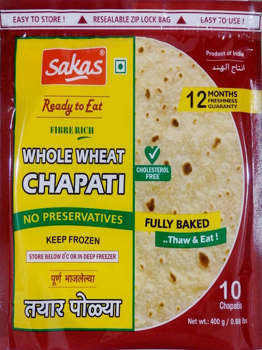 SAKAS WHOLE WHEAT CHAPATI (FROZEN) 10 PCS - 400 g