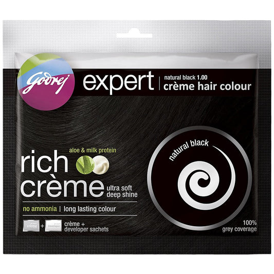 Godrej Expert rich Creme hair colour - Natural Black Sachet - 20 20ml